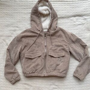 Women’s Size Medium Tan Corduroy Hooded Jacket